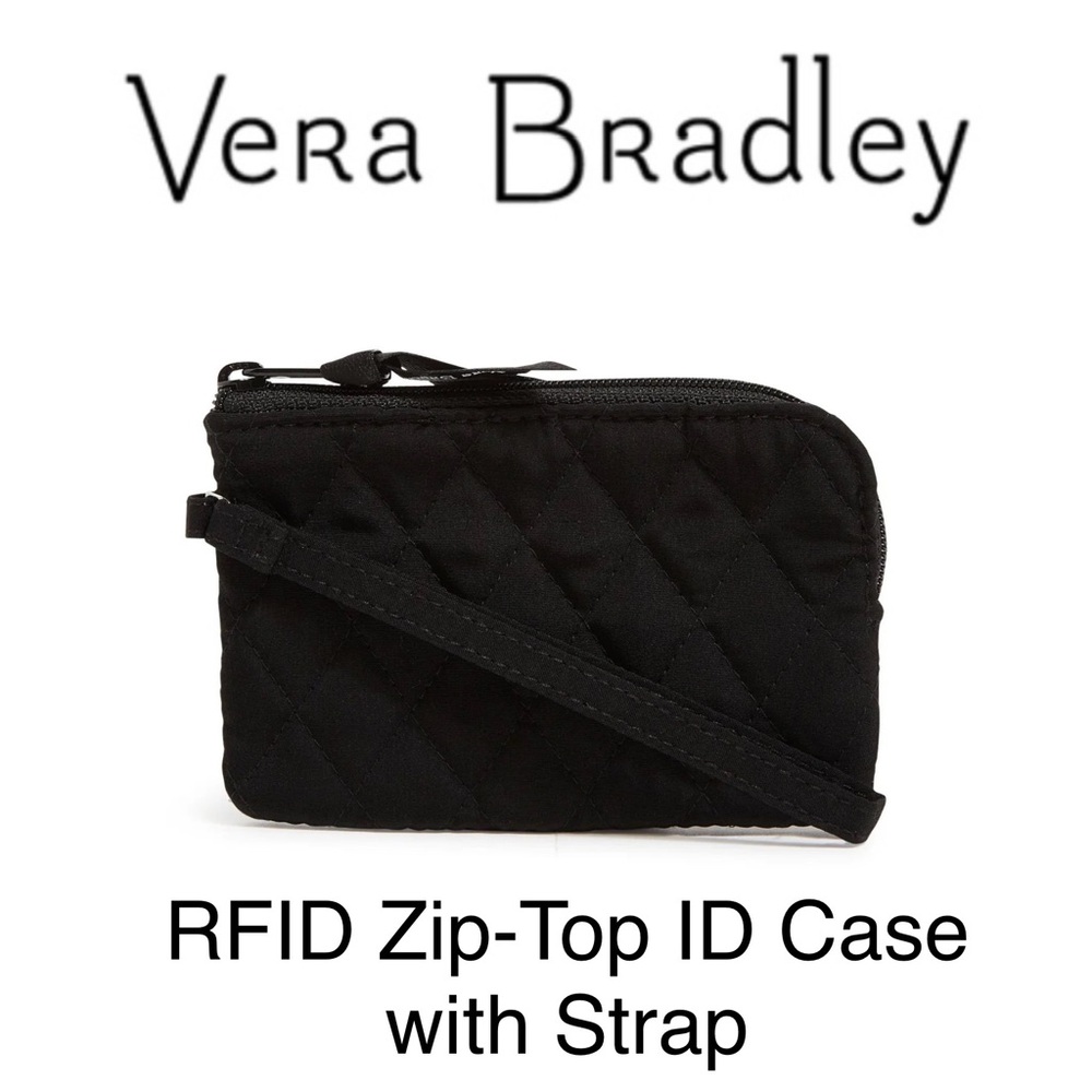 🖤NEW Vera Bradley RFID Zip-Top ID Case - Black